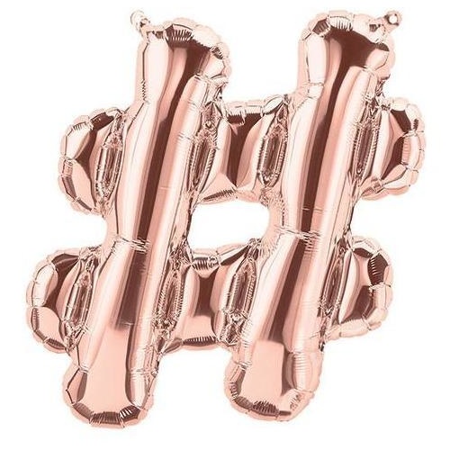 41cm Symbol Hashtag # Rose Gold Foil Balloon - Air Fill ONLY #59227 - Each (Pkgd.)