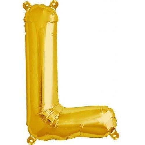 41cm Letter L Gold Foil Balloon - Air Fill ONLY #59518 - Each (Pkgd.)