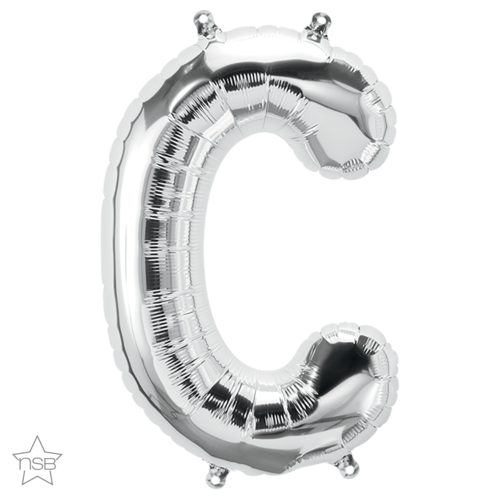 41cm Letter C Silver Foil Balloon - Air Fill ONLY #59604 - Each (Pkgd.)