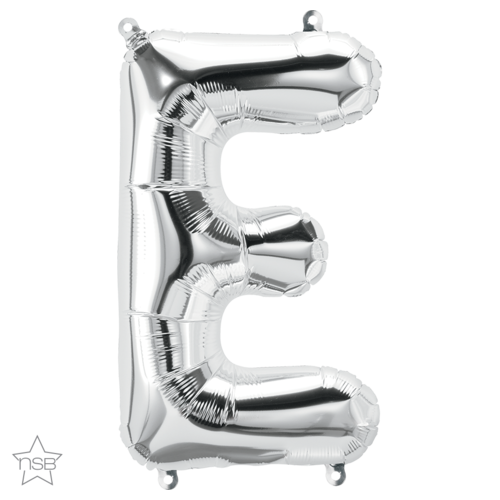 41cm Letter E Silver Foil Balloon - Air Fill ONLY #59608 - Each (Pkgd.) 