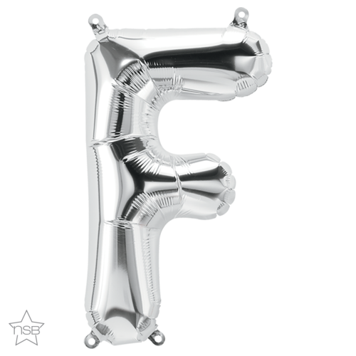 41cm Letter F Silver Foil Balloon - Air Fill ONLY #59610 - Each (Pkgd.)