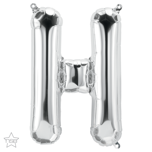 41cm Letter H Silver Foil Balloon - Air Fill ONLY #59614 - Each (Pkgd.) 