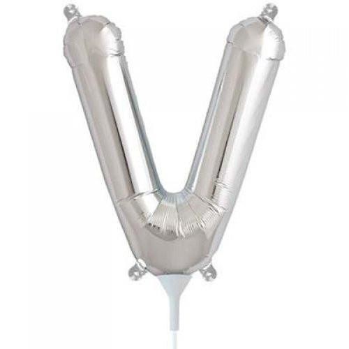 41cm Letter V Silver Foil Balloon - Air Fill ONLY #59694 - Each (Pkgd.)