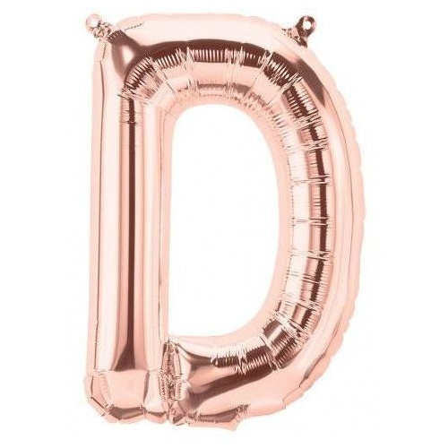 41cm Letter D Rose Gold Foil Balloon - Air Fill ONLY #59710 - Each (Pkgd.)