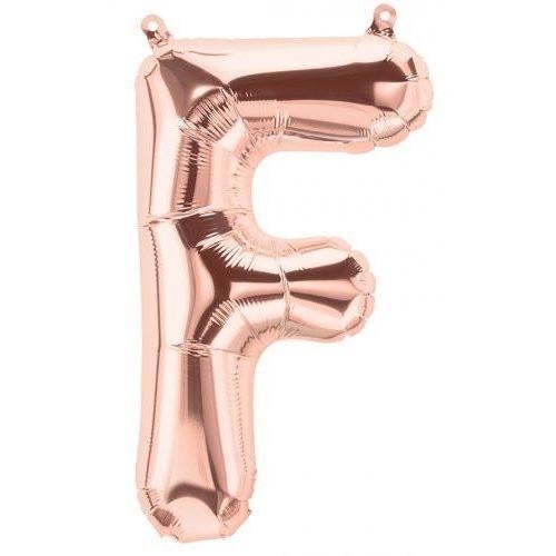 41cm Letter F Rose Gold Foil Balloon - Air Fill ONLY #59714 - Each (Pkgd.)