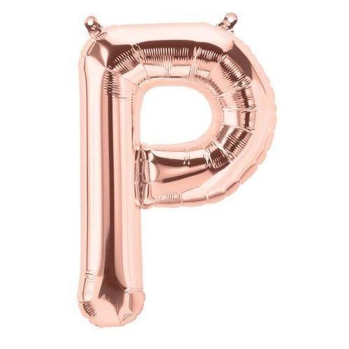41cm Letter P Rose Gold Foil Balloon - Air Fill ONLY #59734 - Each (Pkgd.)