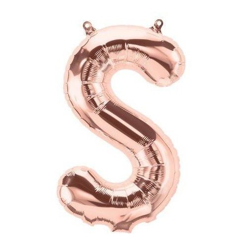 41cm Letter S Rose Gold Foil Balloon - Air Fill ONLY #59740 - Each (Pkgd.)