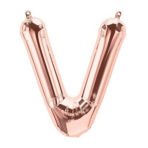 41cm Letter V Rose Gold Foil Balloon - Air Fill ONLY #59746 - Each (Pkgd.)