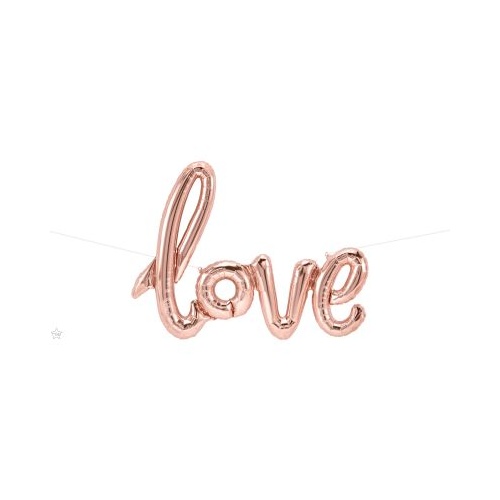 100cm Script Love Rose Gold Foil Balloon - Air Fill ONLY #59790 - Each (Pkgd.) TEMPORARILY UNAVAILABLE
