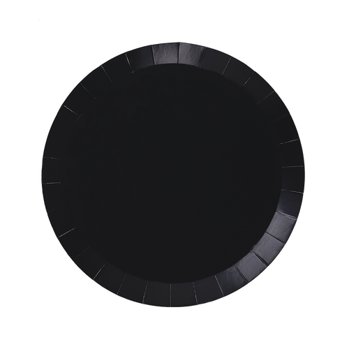 Paper Party Paper Round Snack Plate 7" Black #6170BKP - 20pk