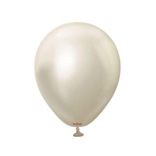 12cm Mirror White Gold Kalisan Plain Latex Balloons #10550011 - Pack of 100