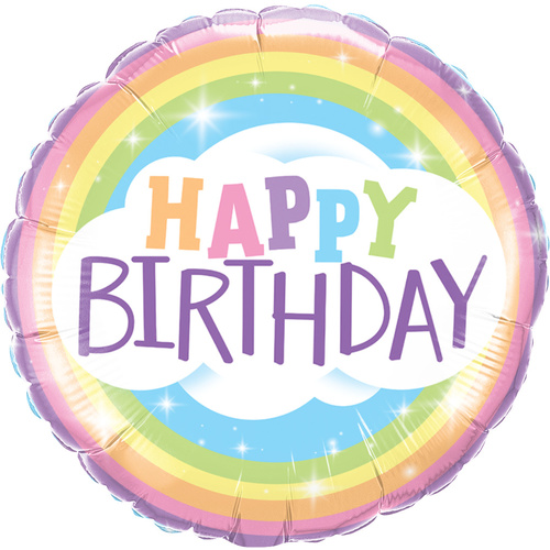 45cm Round Foil Birthday Rainbow #78658 - Each (Pkgd.) 