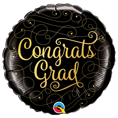 45cm Round Foil Congrats Grad Gold Doodles #82277 - Each (Pkgd.) 