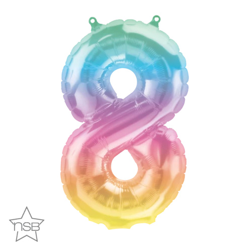 41cm Number 8 Jelli Ombre Foil Balloon - Air Fill ONLY #86406 - Each (Pkgd.)