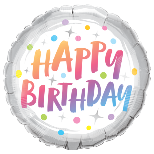 45cm Round Foil Birthday Rainbow Dots #87992 - Each (Pkgd.) 