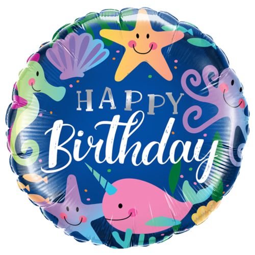 45cm Round Foil Birthday Fun Under the Sea #87998 - Each (Pkgd.) 