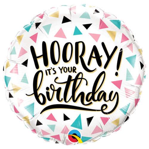 45cm Round Foil Birthday Hooray! #88076 - Each (Pkgd.) 