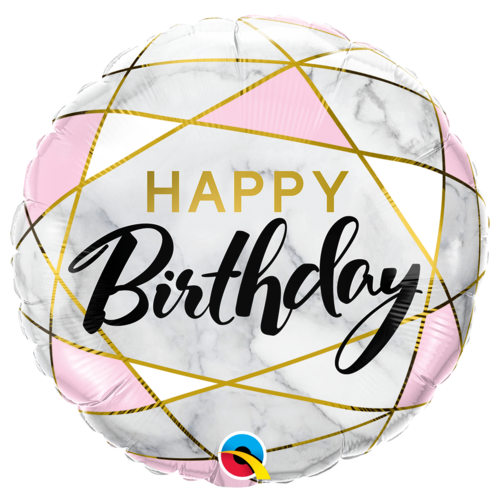 45cm Round Foil Birthday Marble Rectangles #88125 - Each (Pkgd.) 