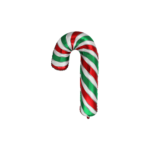 98cm Shape Candy Cane Red & Green Foil Balloon #901844VE - Each (UnPkgd.)