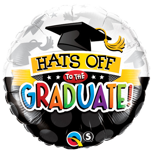 DISC 45cm Round Foil Hats Off To The Graduate! #93214 - Each (Pkgd.) 
