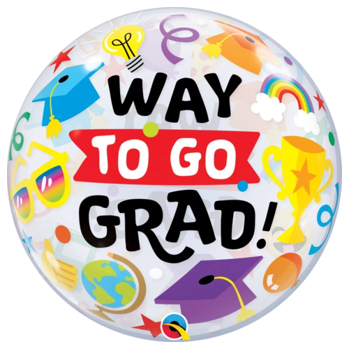 56cm Way To Go Grad Everything Single Bubble Balloon #98328 - Each (Pkgd.)