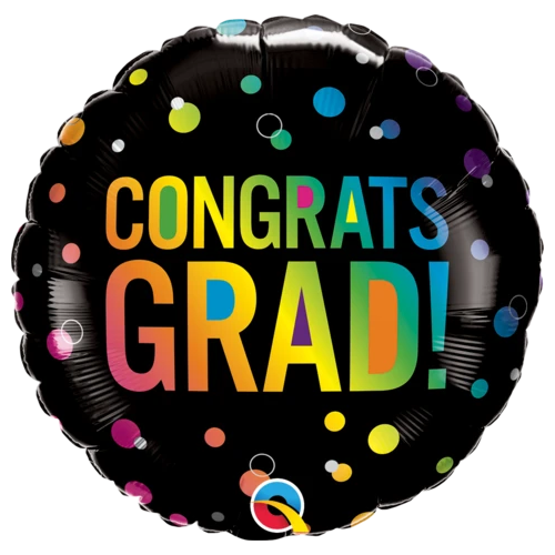 45cm Round Foil Congrats Grad Ombre Dots #98488 - Each (Pkgd.) 