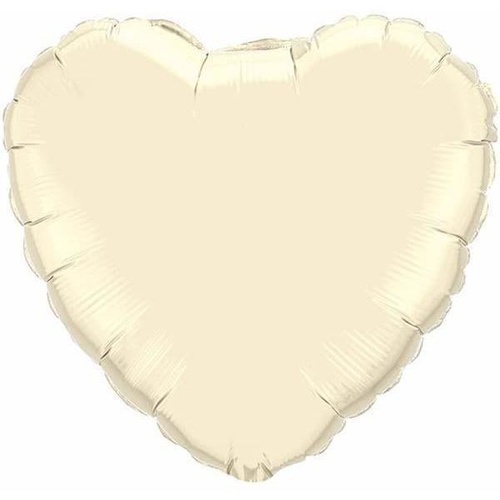 45cm Heart Foil Pearl Ivory Plain Foil #99347 - Each (Unpkgd.) 