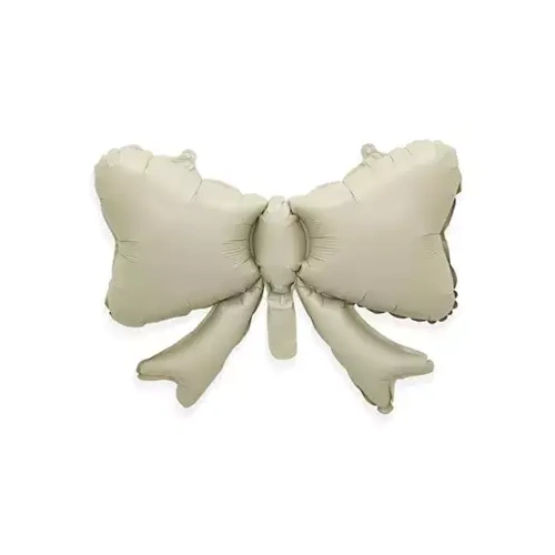 51cm Shape Mini Bow Cream White Foil Balloon Air Fill ONLY #BBQBOWWH - Each (Pkgd.)