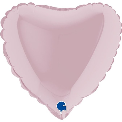 22cm Heart Pastel Pink Plain Foil Balloon #G09022PPAF- Each (Inflated, supplied air-filled on stick)