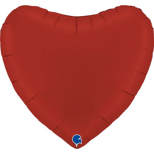90cm Heart Satin Rubin Red Plain Foil #G360S05RR - Each (Unpkgd.)