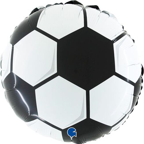 22cm Soccer Ball Round Foil Balloon #G69008AF - Each (Inflated, supplied air-filled on stick)