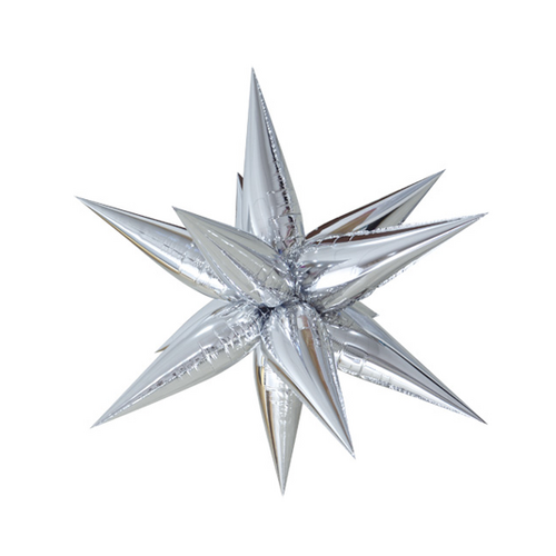 65cm Starburst Silver Foil Balloon Air Fill ONLY #H0581 - Each (Pkgd.) TEMPORARILY UNAVAILABLE