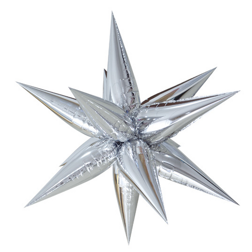 100cm Shape Foil Starburst Silver Air Fill ONLY #H0593 - Each (Pkgd.) TEMPORARILY UNAVAILABLE