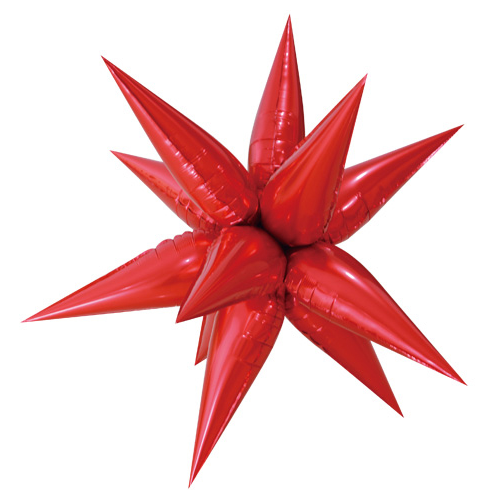 100cm Starburst Red Foil Balloon Air Fill ONLY #H0598 - Each (Pkgd.)