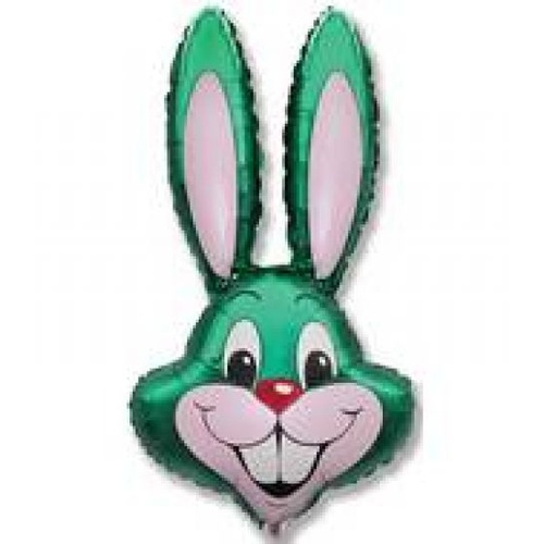 Shape Easter Bunny Head Metallic Green 89cm Foil Balloon #JTBHG - Each 