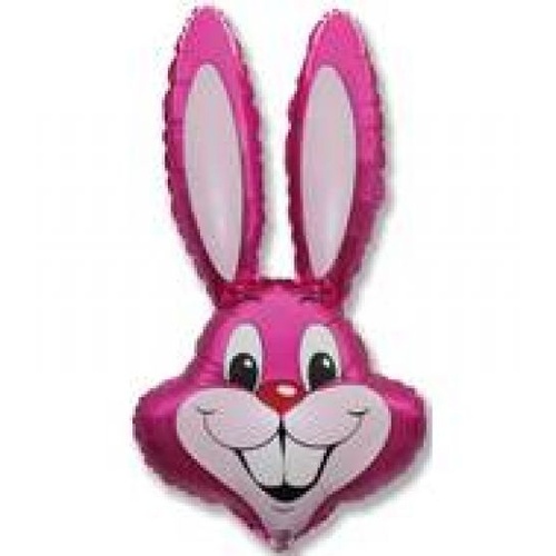 Shape Easter Bunny Head Metallic Hot Pink 89cm Foil Balloon #JTBHHP - Each (UnPkgd.) SOLD OUT 2025