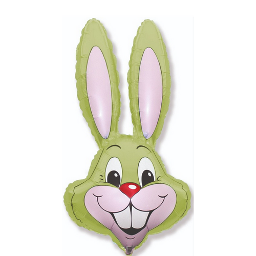 Shape Easter Bunny Head Metallic Lime Green 89cm Foil Balloon #JTBHLG - Each (UnPkgd.)