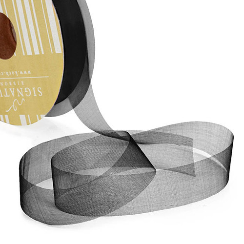 Ribbon Organza Black Cut Edge 25mm x 100m #KC210025100BK - Each