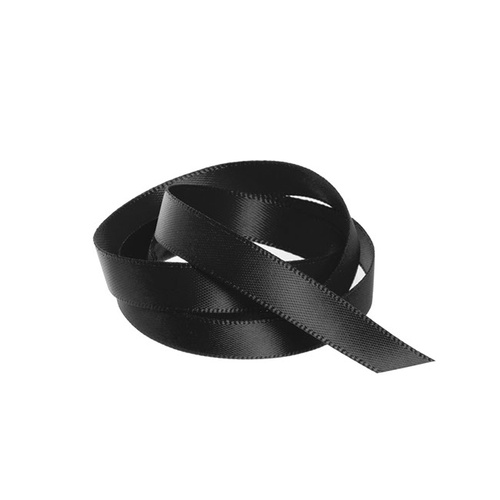 Ribbon Satin Black Deluxe Double Faced 10mm x 25m #KC211025BK - Each
