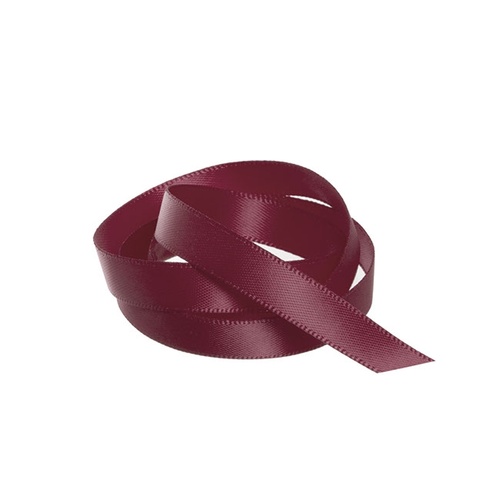 Ribbon Satin Burgundy Deluxe Double Faced 10mm x 25m #KC211025BU - Each
