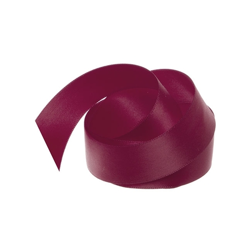 Ribbon Satin Burgundy Deluxe Double Faced 25mm x 25m #KC212525BU - Each
