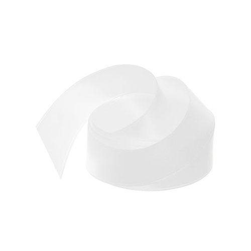 Ribbon Satin White Deluxe Double Faced 25mm x 25m #KC212525WH - Each