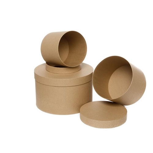 Hat Box Round Brown Kraft #KC2302BR - Set of 3