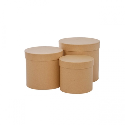 Hat Box Round Brown Kraft #KC2303BR - Set of 3