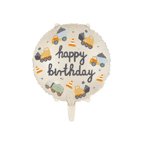 45cm Round Balloon Construction Vehicles Foil Balloon #PD26213 - Each (Pkgd.)