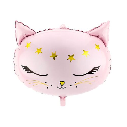 48cm Pink Cat with Stars Foil Balloon #PD2647 - Each (Pkgd.)