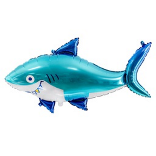102cm Shape Foil Balloon Glossy Shark Aqua #PD2669 - Each (Pkgd.) TEMPORARILY UNAVAILABLE