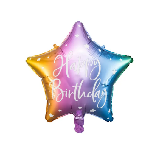 40cm Glossy Star Cursive Happy Birthday Mix Foil Balloon #PD2693000 - Each (Pkgd.)