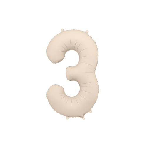 86cm Number 3 Beige / Grey Foil Balloon #PDFB1T-3-013J - Each (Pkgd.)