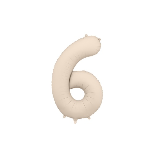 86cm Number 6 Beige / Grey Foil Balloon #PDFB1T-6-013J - Each (Pkgd.)